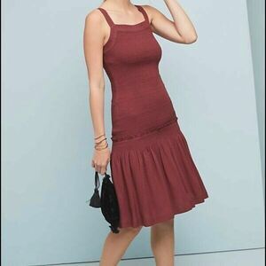 Anthropologie Burgundy Sleeveless Dress